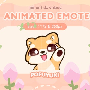 Animated Shiba Inu Emote - Wave for Twitch, Discord & Youtube, Cute Shiba Chan Emoji, Waving Hello Shiba Hi GIF Emote