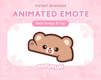 Animated Cute Bear Bongo Emote Tap Emote - Instant Download