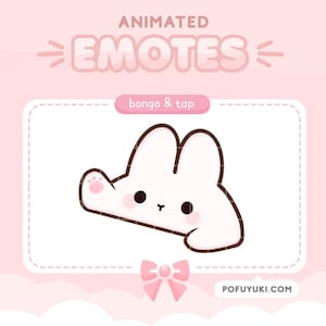 Animated Bunny Bongo + Tap Emotes & Alert for Twitch, Discord, Kick Streaming Cute Kawaii Chibi Bun, Excited Hype Bunny Community Chat Emoji