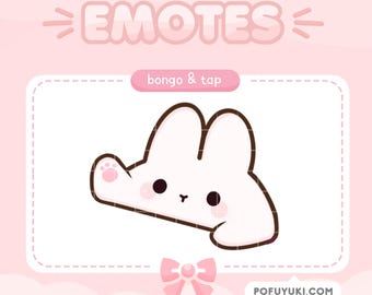 Animated Bunny Bongo + Tap Emotes & Alert for Twitch, Discord, Kick Streaming Cute Kawaii Chibi Bun, Excited Hype Bunny Community Chat Emoji