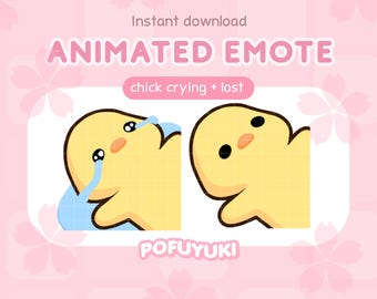 Animated Chick Crying Emote for Twitch, Discord, Kick & YouTube Streaming, Kawaii Sad Emote, Lost, RIP Cute Ducky Chat Emotes