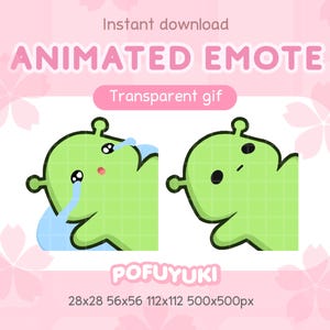 Animated Sad Alien Emote Crying Twitch & Discord Emote - Cute Transparent GIF - Instant download