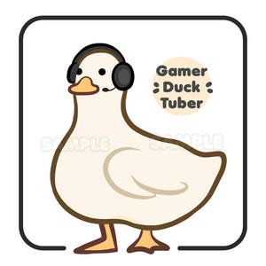 PNGTuber Gamer duck for Twitch & Youtube streaming, Kawaii silly tuber, simple Talking ducky model, Includes 10 PNGs