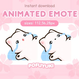 Animated Cat Sad Emote - Crying  Twitch & Discord Emote - Cute Transparent GIF - Instant download