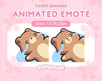 Animated Bear Sad Emote for Twitch, Discord & Youtube, Crying Emote - Instant Download