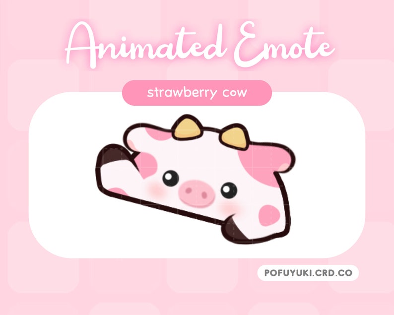 Animated Strawberry Cow Bongo Tap Emotes for Twitch, Discord & Youtube