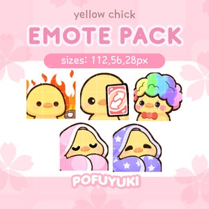 Cute Chick Emotes Pack 1 for Twitch & Discord - Includes: Comfy Cozy, Clown Joker, Thisisfine, NoU UnoReverse Emotes