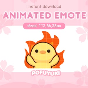 Emote animata "Chick Fire" per Twitch e Discord, divertente emoji "Hellmo" per chattare con il meme "Anatra gialla" per lo streaming