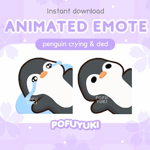 Animierter Pinguin weinend Emote Toten Emote Transparent .GIF - Instant Download