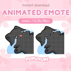 アニメーション化された黒猫の泣き顔の絵文字 - かわいい透明な GIF - すぐにダウンロード