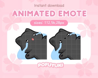 Animated Black Cat Emote Crying Twitch & Discord Emote - Cute Transparent GIF - Instant download