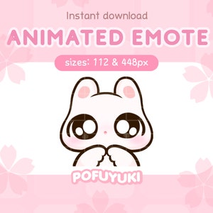 Animierter süßes scheues Häschen Emote für Twitch, Discord & Youtube, weißes Häschen Emote zum Streamen