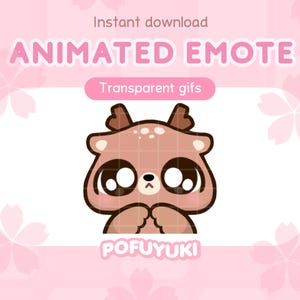 Animated Deer Shy Emotes for Twitch, Discord Streaming, Cute Funny Meme Silly Chibi Baby Deer Emojis, UwU Blushing GIF - Instant Download