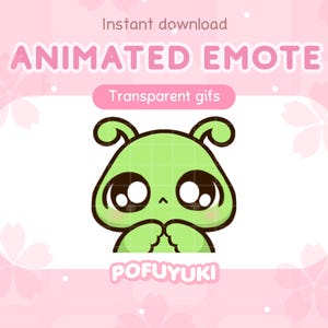 Animated Cute Alien Emote Shy for Twitch, Discord & Youtube - Instant Download
