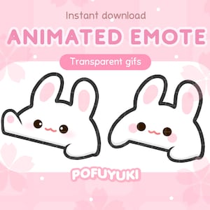 Animated Cute Bunny Bongo Tap Emotes for Twitch, Discord & Youtube  - Instant Download