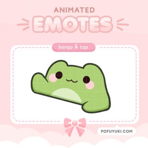 Animated Frog Bongo + Tap Emotes & Alert for Twitch, Discord, Kick Streaming Cute Kawaii Chibi Frog, Excited Hype Frog Community Chat Emote