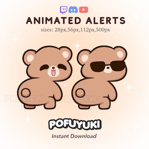 Animated Cute Bear Twerking Emote + Alert for Twitch, Discord & YouTube Streamers, Kawaii Happy Dance Emote, Chibi Teddy Bear GIF