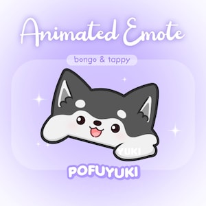 Animated Husky Bongo + Tap Emotes & Alert for Twitch, Discord, Kick Streaming Cute Kawaii Chibi Siberian Husky, Excited Hype Chat Emotes