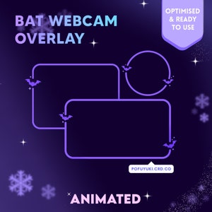 Simple Bat Animated Webcam Border Pack for Twitch, Youtube, Kick, Facebook Stream • OBS Streamlabs Spooky Halloween Transparent Gif & Png