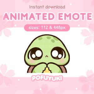 Animated Cute Turtle Emote Shy for Twitch, Discord & Youtube, Turtle Blushing Emote - Instant Download