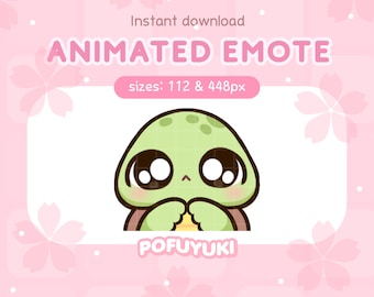 Animated Cute Turtle Emote Shy for Twitch, Discord & Youtube, Turtle Blushing Emote - Instant Download