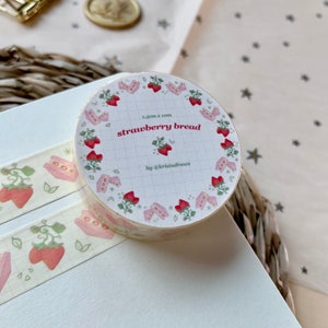 Taśma washi truskawkowa // Do scrapbookingu, notatników i dzienników