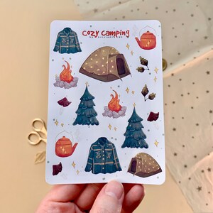 Folha de adesivos de acampamento aconchegante // vários tamanhos // Para scrapbooking, cadernos e diários