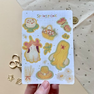 Hoja de pegatinas de picnic de primavera // Varios tamaños // Para scrapbooking, cuadernos y diarios