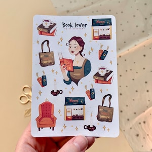 Hoja de pegatinas Book Lover // Varios tamaños // Para scrapbooking, cuadernos y diarios
