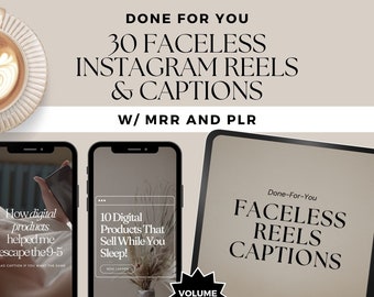 Faceless Reels With Master Resell Rights, Reels Captions, Faceless Instagram, Done For You Content Library, Faceless Digital Marketing, MRR