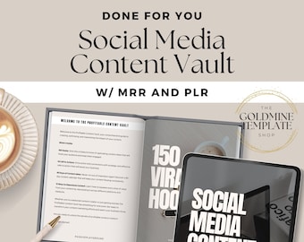 Social Media Content Vault Guide mit Master Wiederverkaufsrechten und Handelsmarkenrechten, PLR MRR Marketing Guide, Done For You Ebook Template