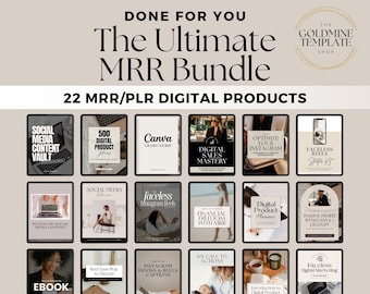 Ultimate MRR PLR RESELL Bundle, 22 digital ebooks guides templates for digital marketing business on social media Instagram, dfy, faceless