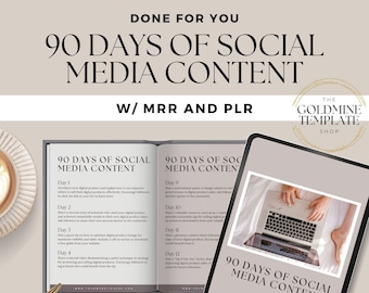 90 days of social media content Guide with Master Resell Rights (MRR) and Private Label Rights (PLR) Done for You guide