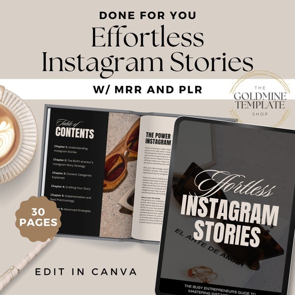 PLR Effortless Instagram Stories, Stories That Sell Guide, Social Media Strategy, Instagram Growth Convert Sales, Done For You Ebook MRR