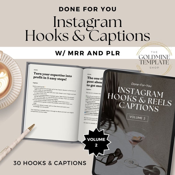 Instagram Reel Hooks and Captions, PLR, MRR, Done For You Hooks For Social Media, Grow Your Instagram Following, Resell Rights Included, V2