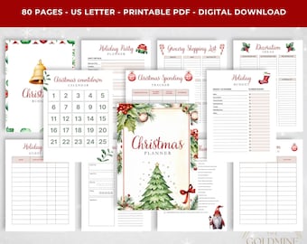 Kerstplanner afdrukbaar, vakantieplanner, kerstplanner, kerstcadeaulijst, kersttakenlijst, kerstbinder, vakantieplanning