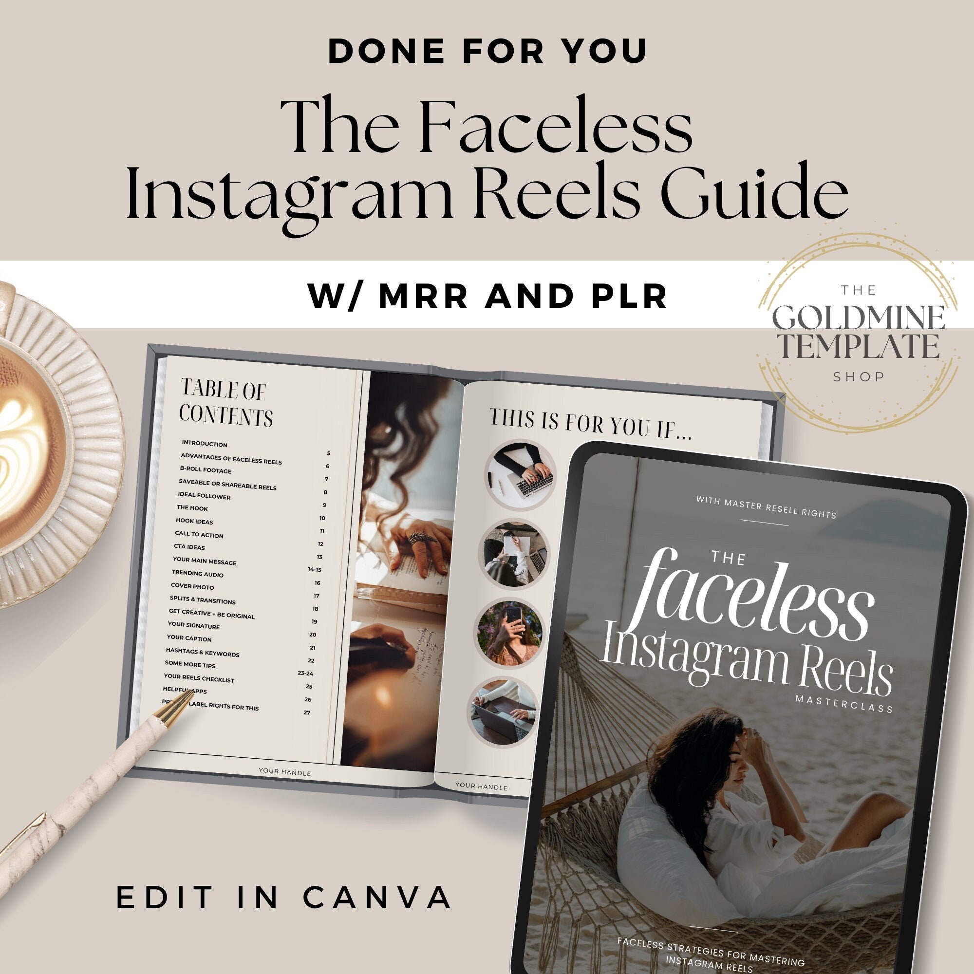 Faceless Instagram Reels Guide with Master Resell Rights, Instagram Reel  Growth Guide For Business Owners, Digital Marketing, DFY, PLR, MRR