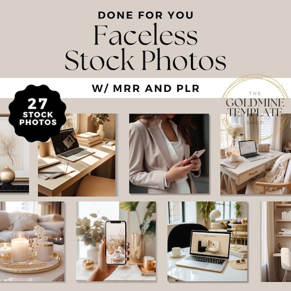 Faceless Stock Photo Master Resell Rights Lifestyle Image Bundle Work from Home Office 27 Boho Photos (MRR) and Private Label Rights (PLR)