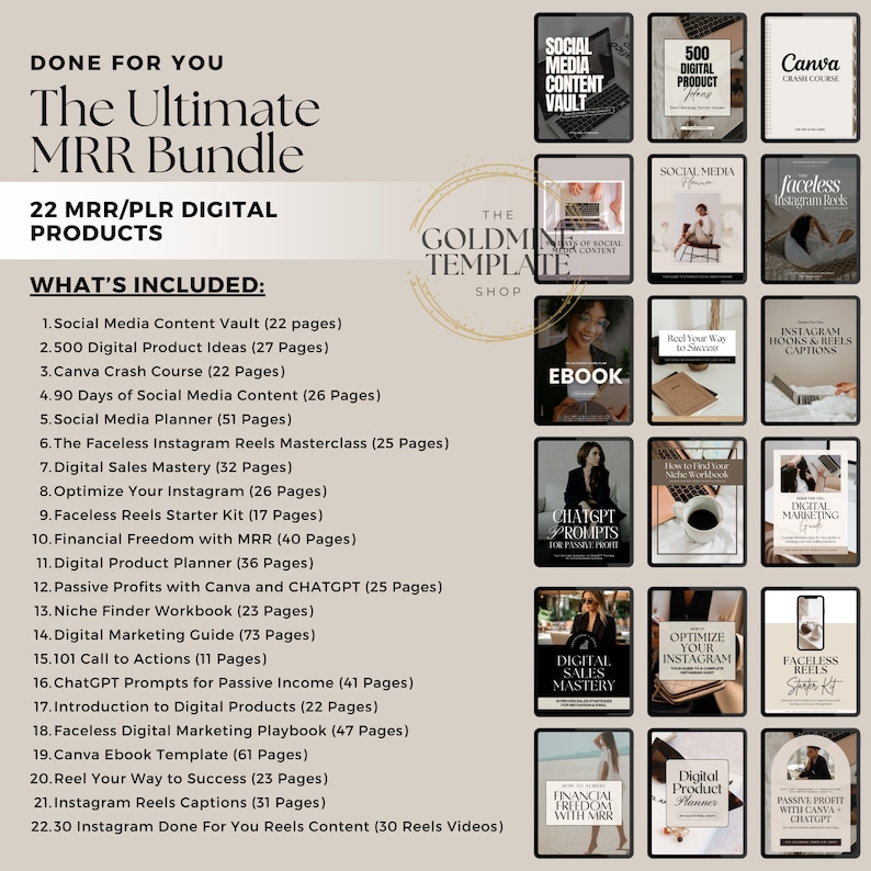 Ultimate MRR PLR RESELL Bundle, 22 Digital Ebooks Guides Templates for ...