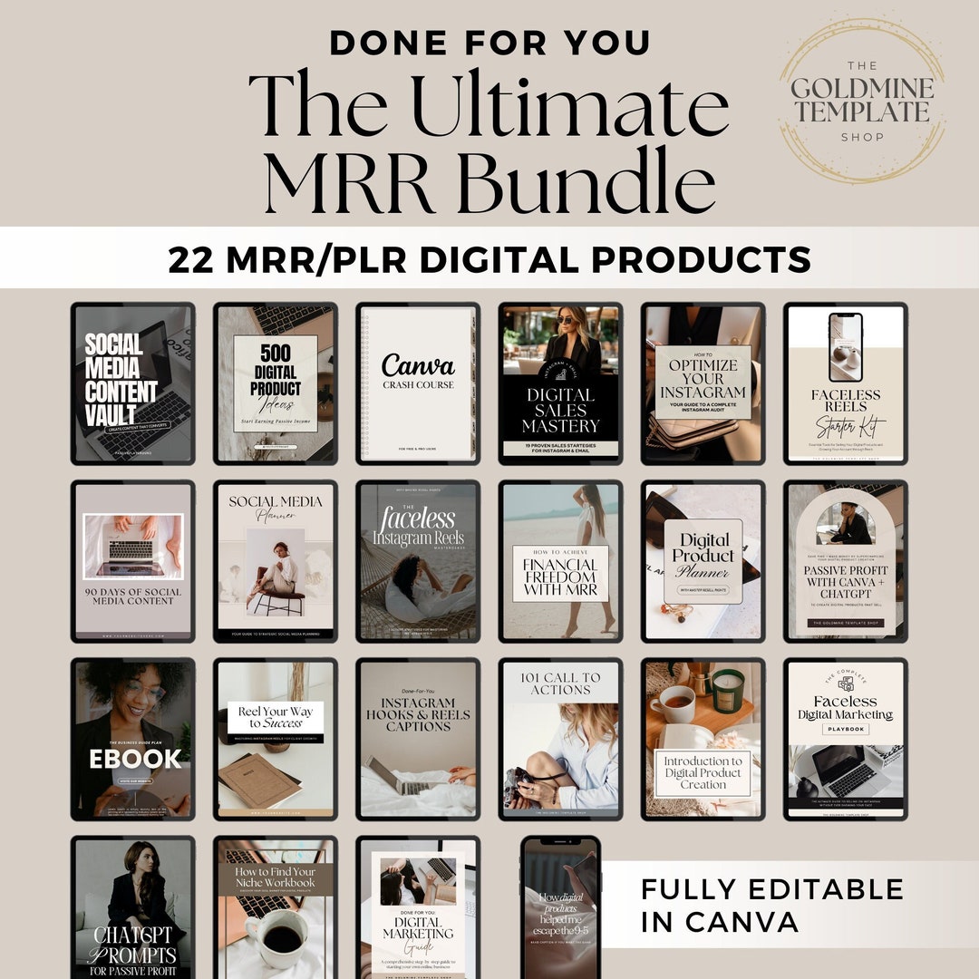 Ultimate MRR PLR RESELL Bundle, 22 Digital Ebooks Guides Templates for ...