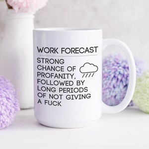 JUMBO Lustige Arbeitsvorhersage 15 Unzen Becher, Arbeitsplatz-Kaffeetasse, Büro-Humor, Wichtelgeschenk, Becher- und Untersetzer-Set, Chef und Kollege