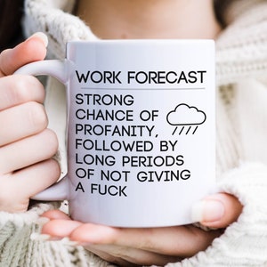 Lustige Arbeits Forecast Tasse, Arbeitsplatz Kaffeetasse, Büro Humor, Wichtel Geschenk, Tasse und Untersetzer Set, Chef und Kollege