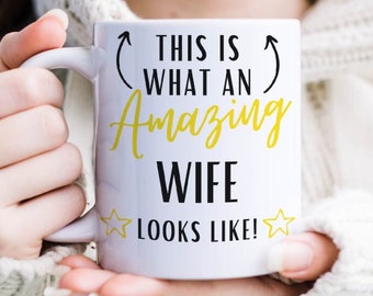 This Is What An Amazing Wife Looks Like Mug, Valentines Day Gift, Just Married, Wedding Present, Husband & Wife Mug Coaster Set,