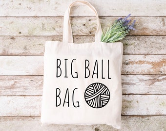 Big Ball Bag Shoulder Tote, Crochet Wool Bag, Knitting Yarn Bag, Wool Yarn Ball Shopping Bag, Craft Supply Carrier, Cotton Eco Reusable Bag