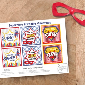 Printable Valentines Day Cards for Kids, Superhero Valentine Cards, You are Super, Superheroes