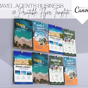 Travel Agent Flyer Templates, 50 Travel printable flyers, Travel Agent marketing, Travel Agent Templates, Travel Agency Canva Templates