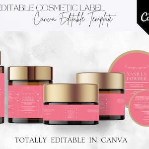 14 Editable cosmetic label templates, Minimalistic Beauty Skincare Label, Custom Body Product Label,  DIY Branding Template, Bottle, Label