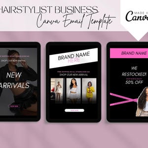 ヘアスタイリスト Mailchimp メール テンプレート、ニュースレター テンプレート Canva、Mailchimp デザイン テンプレート、サロン ラッシュ ネイル メール マーケティング オートメーション