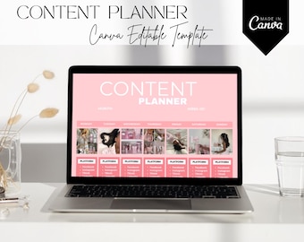Content Planner for Content Creators, Social Media Planner Template, Instagram TikTok YouTube Content Calendar, Canva Editable Planner