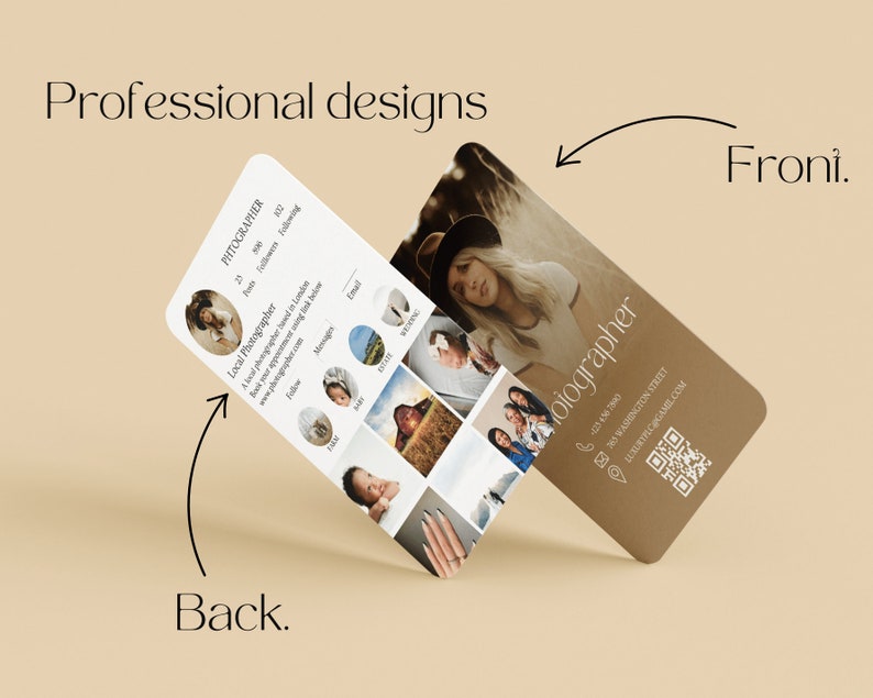 Carte de visite Instagram 2025 du photographe, photographe de cartes de visite Canva DIY, carte de visite avec code QR, cartes d'influence, modèle IG Canva image 3